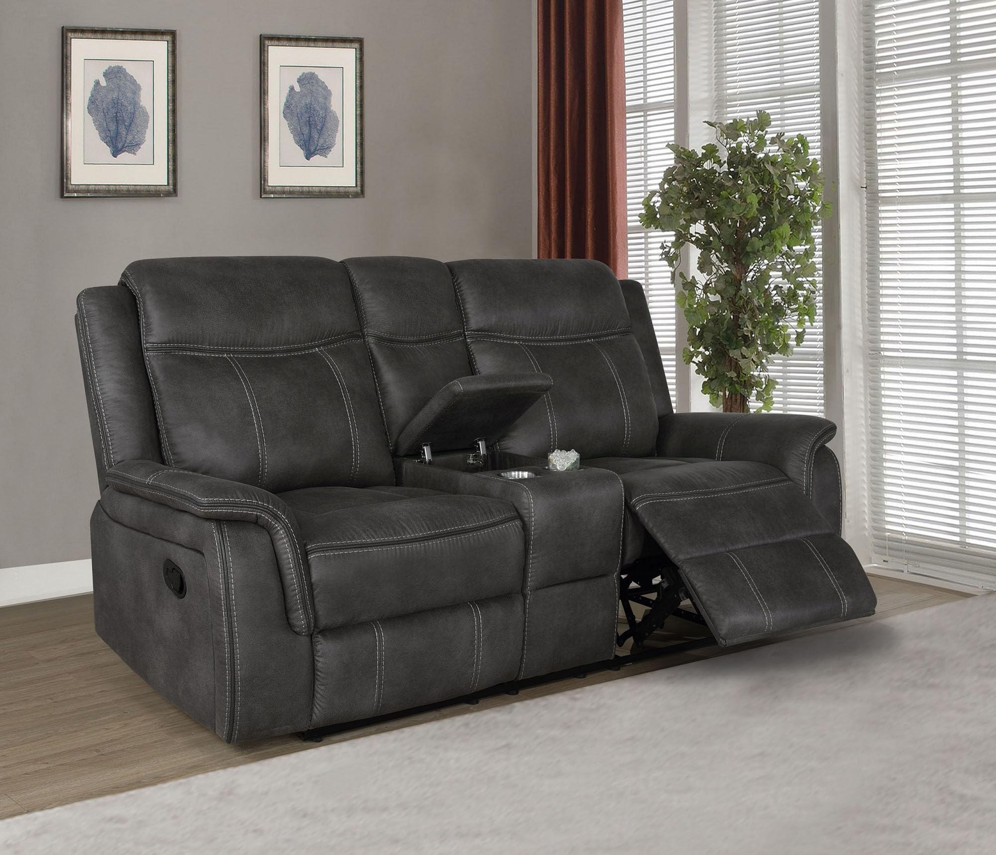 Coaster Lawrence 3-Piece Motion Sofa Set, Charcoal