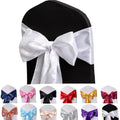 Maiangel Satin Chair Sashes Bows-50Pcs Chair Ribbon Ties Back Sash For Wedding Party Events Banquet Chair Cover Decoration (Whit