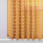 Spring Mustard Yellow Textured Curtains 90 Inch Length 2 Panels For Living Room Bedroom Dining Room Boho Back Tab Rod Pocket Pom Pom Tufted Gold Semi Sheer Curtain 90 Inches Long For Nursery Kids Room