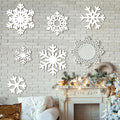 Thyle 6 Pcs winter Snowflake Wooden Sign Decoration for Wall Snowflake Shape Sign 3 Sizes Snowflake Hanging Plaques Rustic Wood 