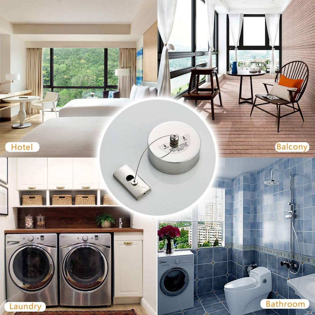 Joom Retractable Clothesline Stainless Steel Heavy Duty 9Feet(Max) For Hanging Drying In Bathroom Laundry Hotels, Chrome Finish,