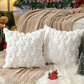 Toypopor Christmas Pillow Covers 16' X 16' Set Of 2, Soft Faux Rabbit Fur 3D Embroidery Christmas Tree Throw Pillow Covers For
