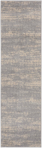 Nourison Essentials Indoor/Outdoor Solid Abstract Grey/Beige 2' X 6' Area Rug, Easy Cleaning, Non Shedding, Bed Room, Living Room, Dining Room, Backyard, Deck, Patio (2X6)