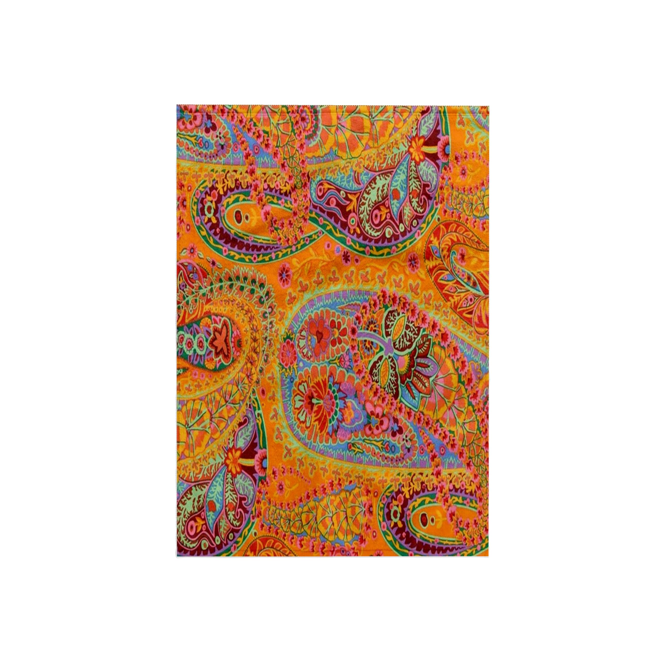 3D Rose Lime Orange n Pink Batik Paisley TWL_60518_1 Towel, 15 x 22