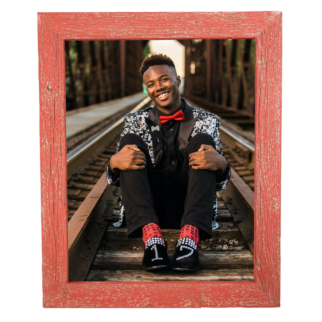 Barnwoodusa | Farmhouse 16X20 Picture Frame | 1 1/2 Inch Molding | 100% Reclaimed Wood | Rustic | Rustic Red