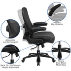 Flash Furniture Big & Tall Swivel Office and Gaming Chair with LeatherSoft Seat, Mesh Office Chair with Flip-Up Armrests and Adjustable Height, Black