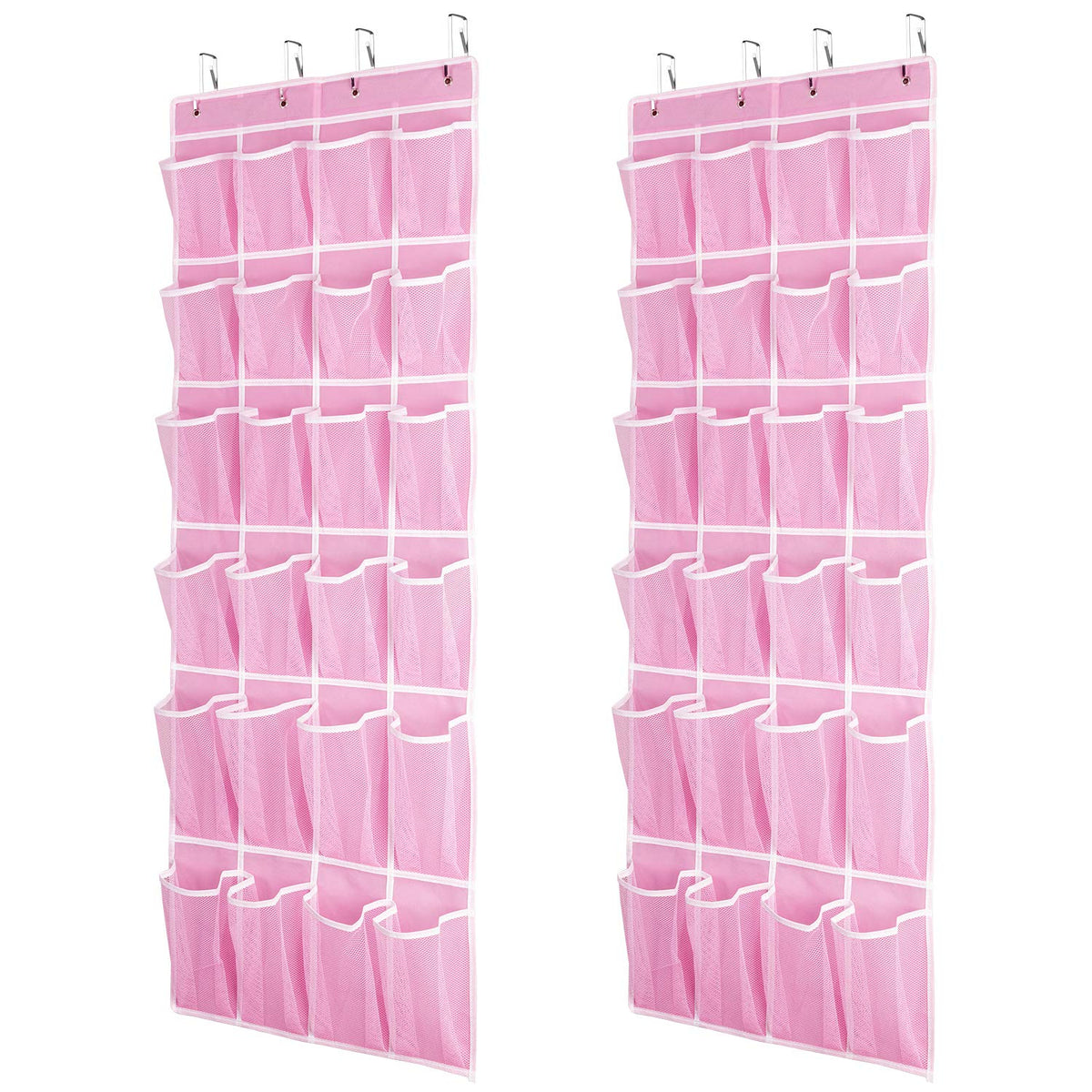 SAVERHO Hanging Shoe Organizer 2Pack, Over The Door Shoe Organizer with 24 Mesh Large Pockets Hanging Shoe Storage Bag for Sport