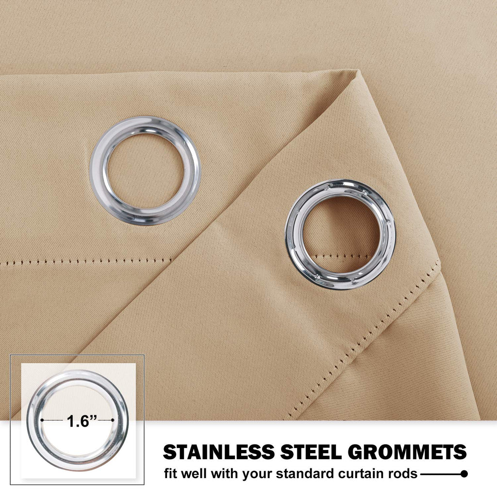Nicetown Kitchen Window Tiers - Energy Saving Thermal Insulated Short Half Grommet Curtains For Bathroom/Nursery/Thanksgiving, Biscotti Beige, 1 Pair, 52' Wide X 30' Long