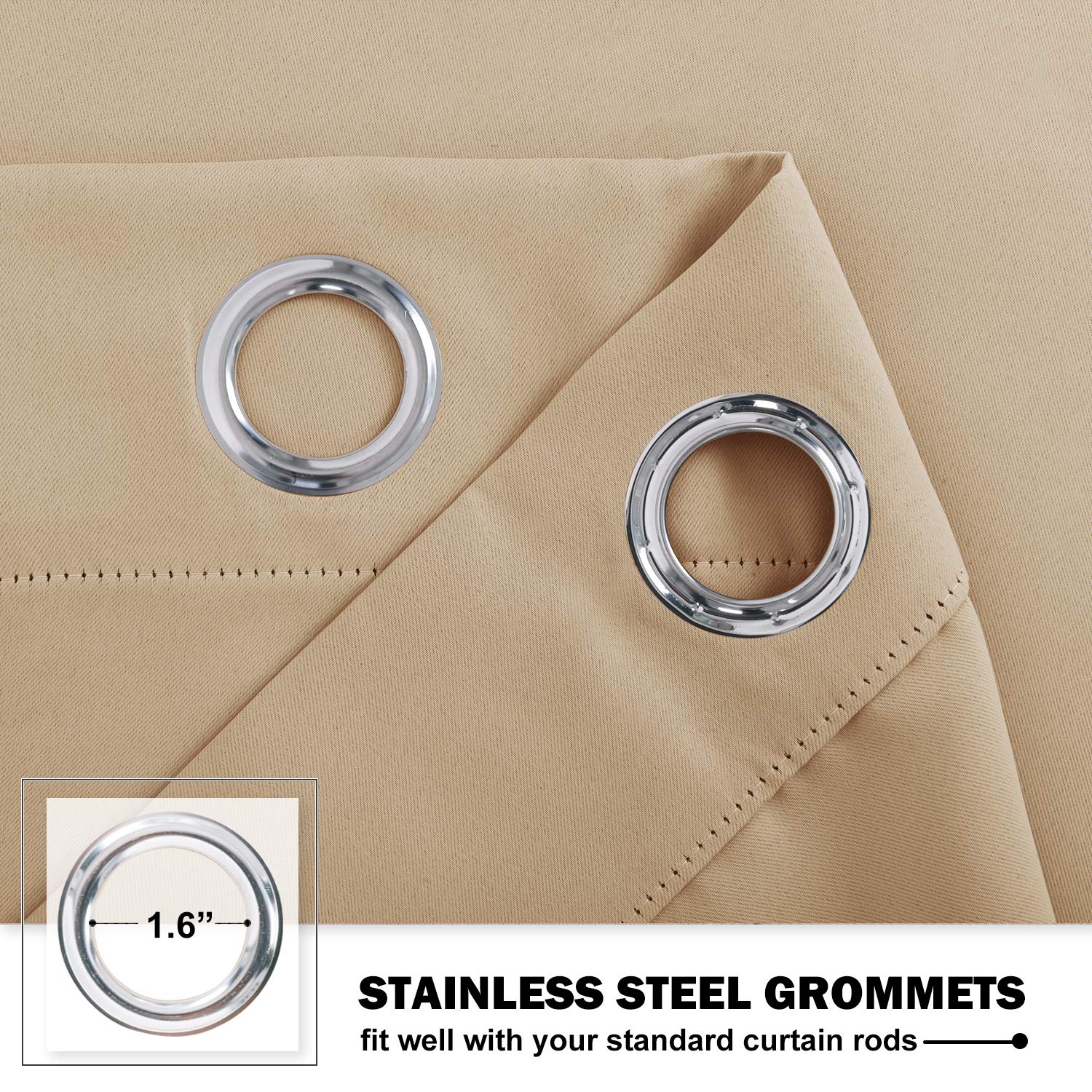 Nicetown Kitchen Window Tiers - Energy Saving Thermal Insulated Short Half Grommet Curtains For Bathroom/Nursery/Thanksgiving, Biscotti Beige, 1 Pair, 52' Wide X 30' Long