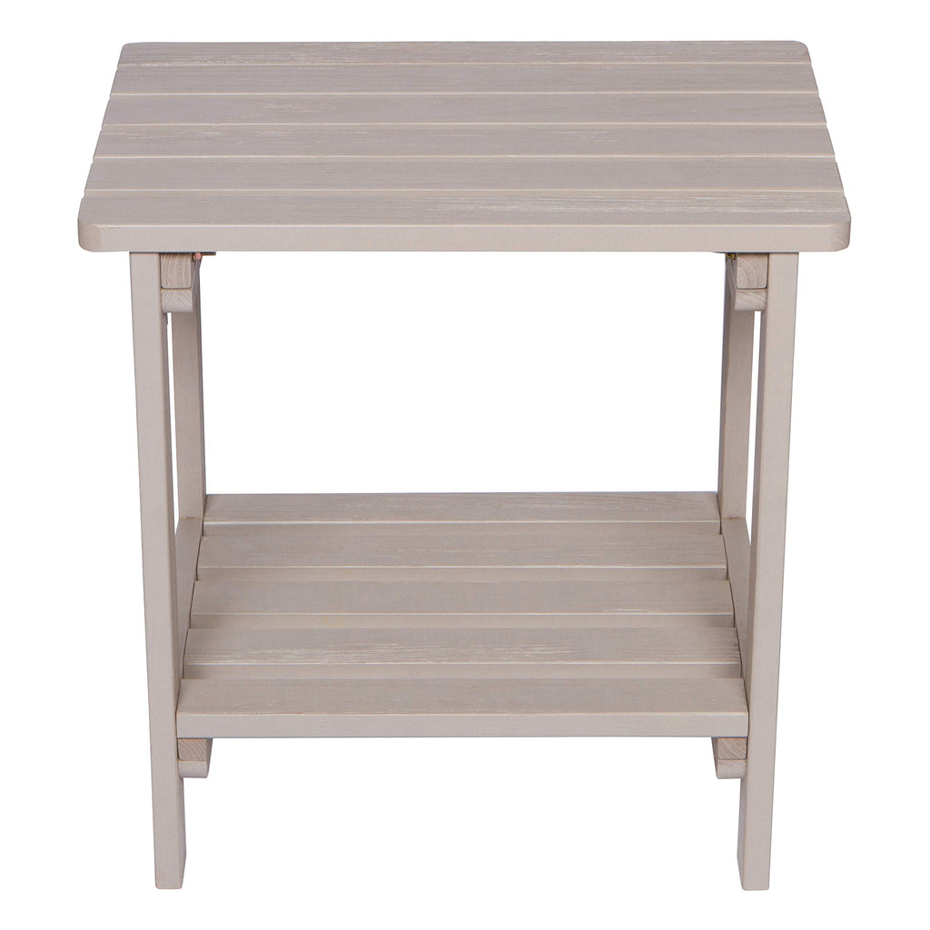 Shine Company Providence Rectangular Solid Wood Side Table, Outdoor Adirondack Patio Table, Graystone