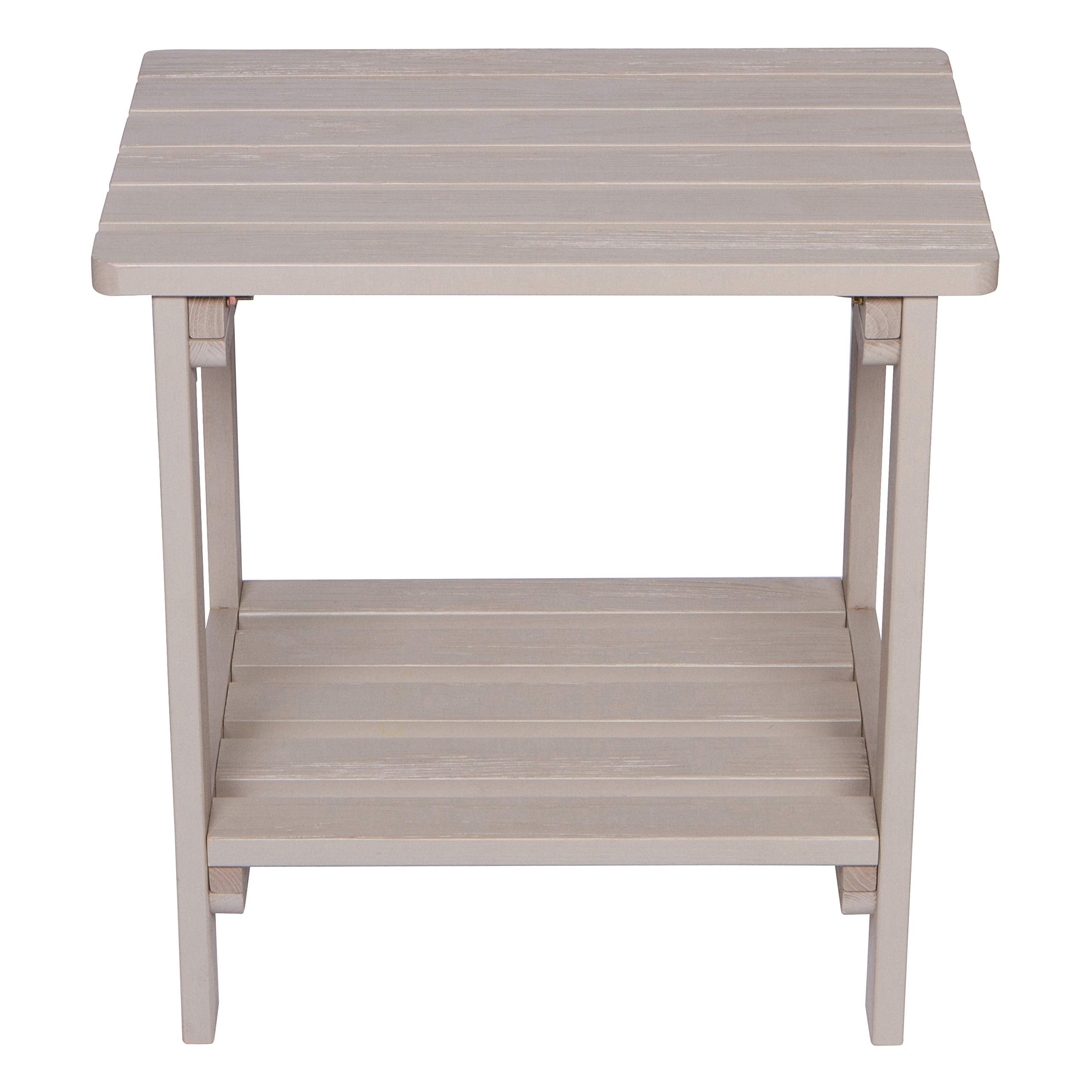 Shine Company Providence Rectangular Solid Wood Side Table, Outdoor Adirondack Patio Table, Graystone