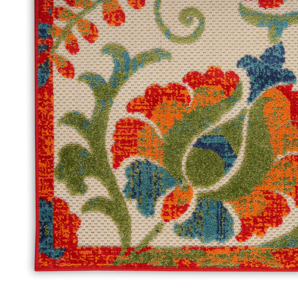 Nourison Aloha Indoor/Outdoor Red Multicolor 9' X 12' Area Rug, Easy Cleaning, Non Shedding, Bed Room, Living Room, Dining Room, Backyard, Deck, Patio (9X12)