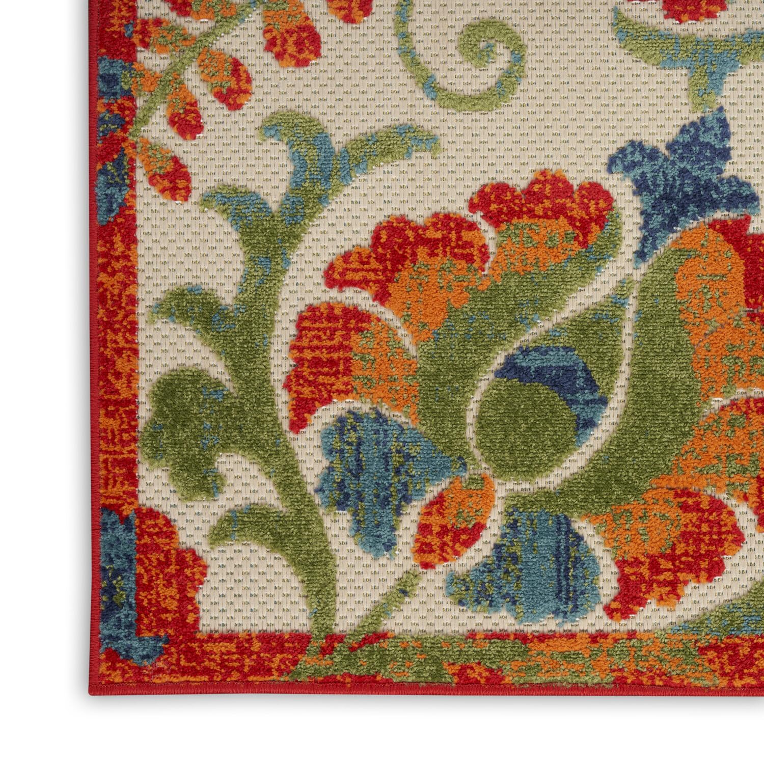 Nourison Aloha Indoor/Outdoor Red Multicolor 9' X 12' Area Rug, Easy Cleaning, Non Shedding, Bed Room, Living Room, Dining Room, Backyard, Deck, Patio (9X12)