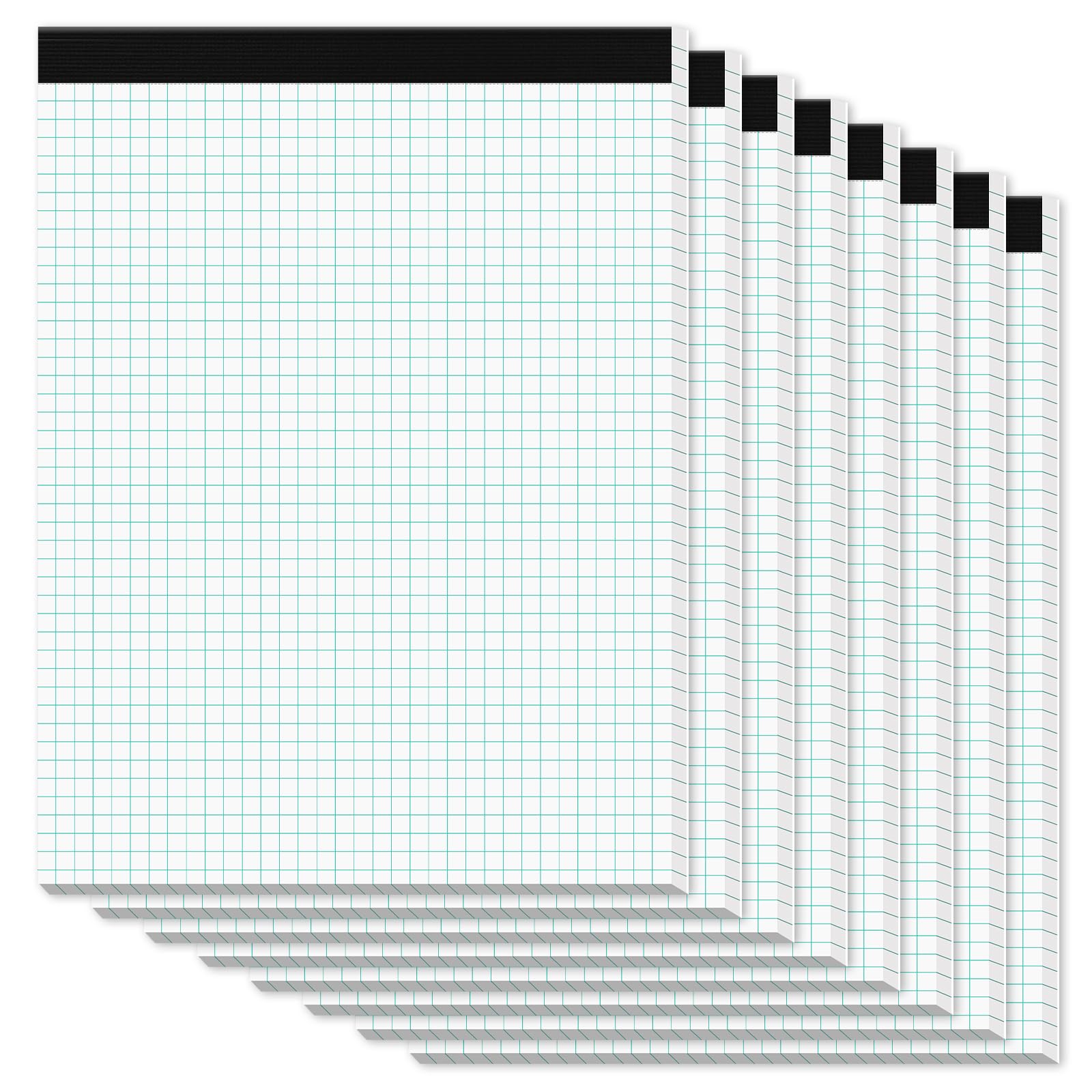 Zaviko Graph Paper Pads 8.5 X 11, 8 Pack, 4X4 Quad Grid Paper Pad 8-1/2' X 11', White Quadrille Pad, Easy Tears Off Design, Gr