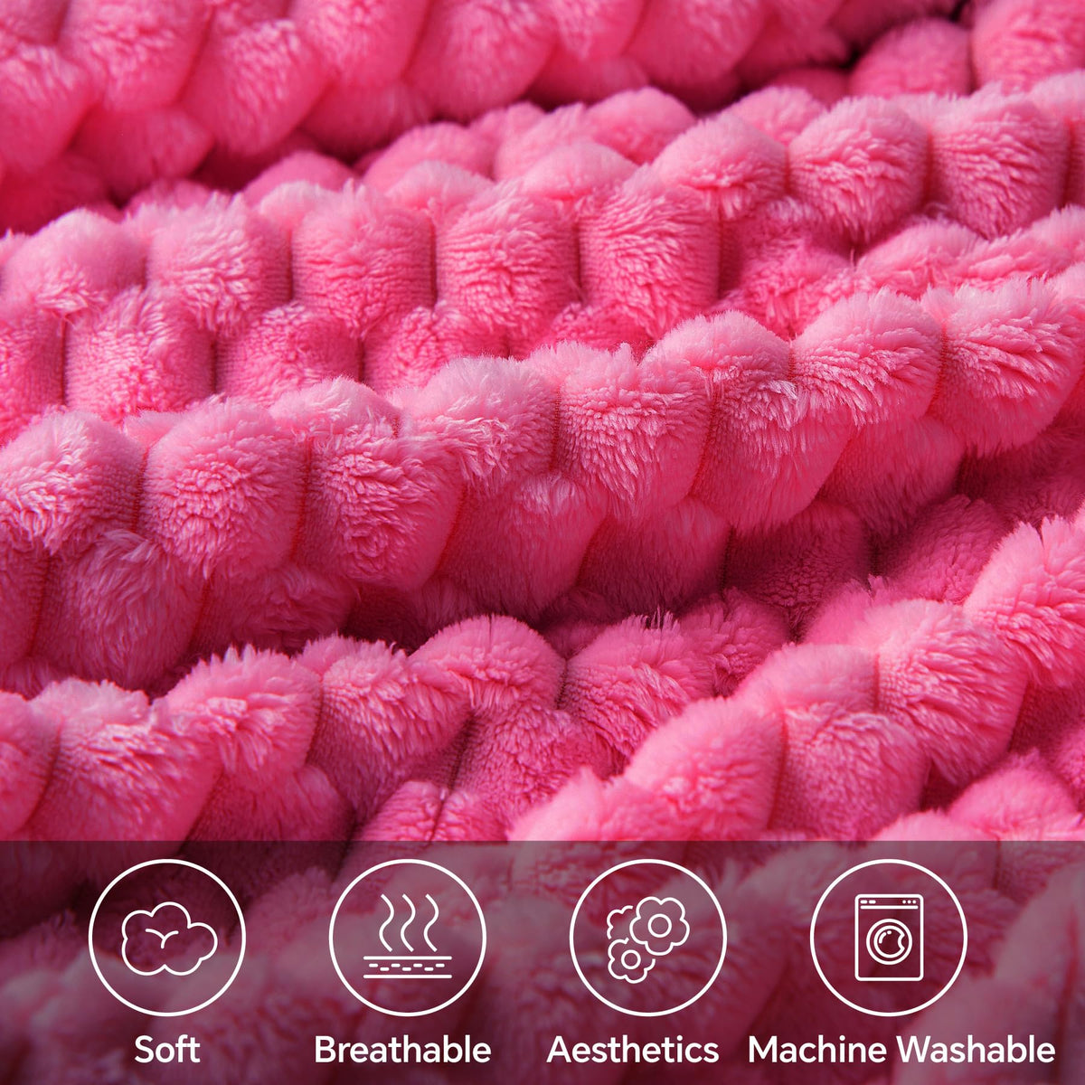 BEDELITE Fleece Throw Blanket - 50x60" Hot Pink, Soft Polyester, Cozy 3D Jacquard Design, Perfect for Couch & Bed