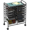 Simple Houseware Utility Cart with 12 Drawers Rolling Storage Art Craft Organizer, Black