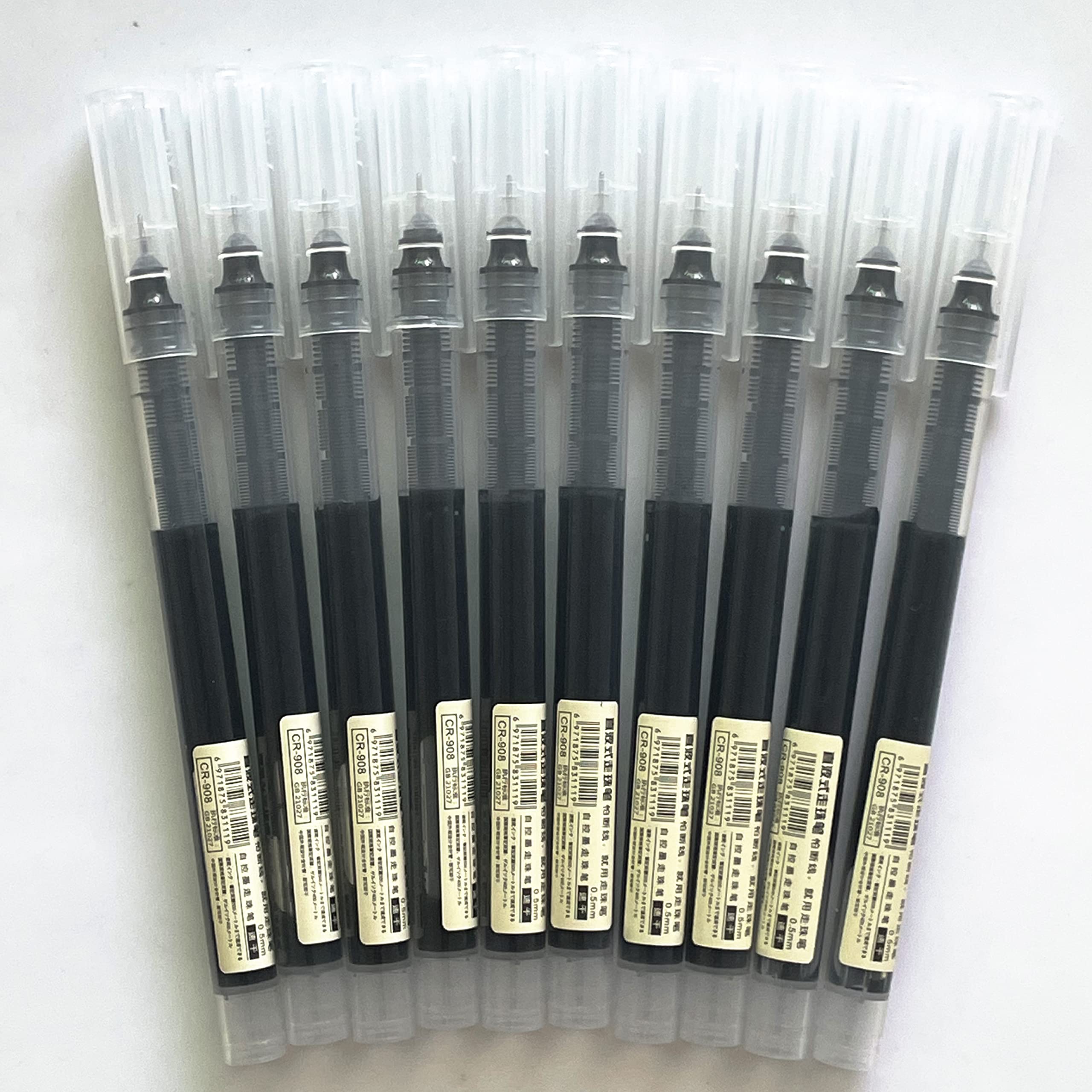Sencoo 10 Pack Black Extra Fine Point Pens Liquid Ink Pen Rolling Roller Ball Quick-Drying Ink For Home Office School Students P