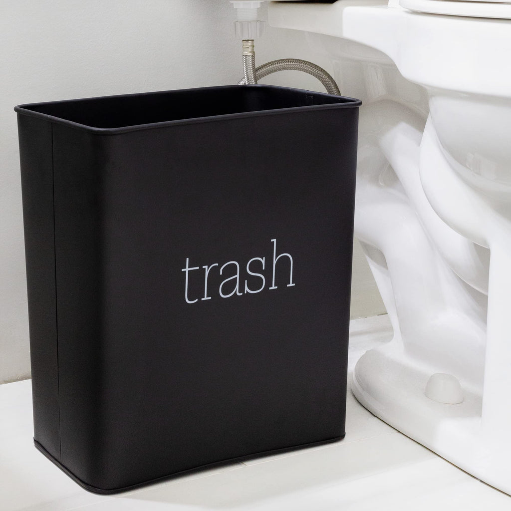 Auldhome White Enamel Trash Can, Rustic Farmhouse Wastebasket For Bathroom, Bedroom, Or Office