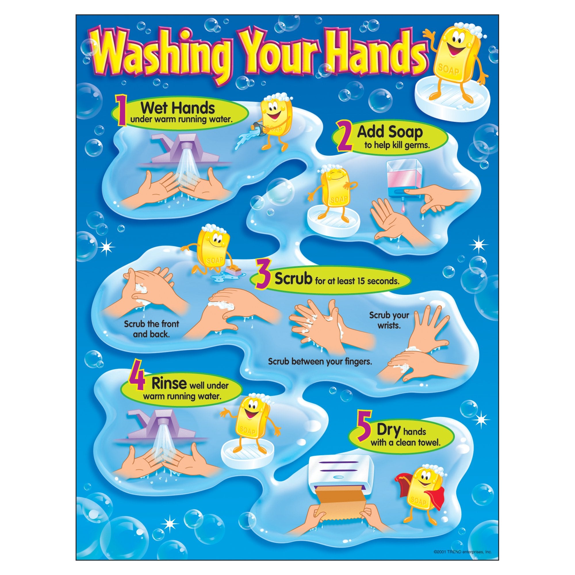 Trend Washing Your Hands Learning Chart, Classroom Decor, 17' X 22'