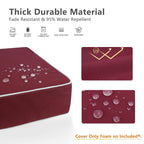Porch Shield Patio Chair Seat Cushion Covers Set 4 Waterproof Fade Resistant Outdoor Cushion Slipcovers 24 X 24 X 4 Inch, Burgun