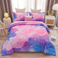 A Nice Night Galaxy Bedding Sets Outer Space Comforter 3D Printed Space Quilt Set Full 6Pcs Glitter Pink,For Children Boy Girl T