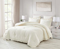 Chezmoi Collection Nora 3-Piece Ruffled Edge Trim Soft Washed Microfiber Comforter Set (Full, Ivory)