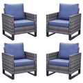 Belord Outdoor Wicker Chair Patio Chairs Set Of 4, All Weather Rattan Club Chairs 4 Piece Furniture Set With Leveling Feet Water