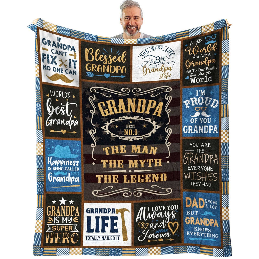 Siklty Grandpa Gifts Throw Blanket 60' X 50', Birthday Gifts For Grandpa From Grandchildren, Grandpa Gifts From Granddaughter,