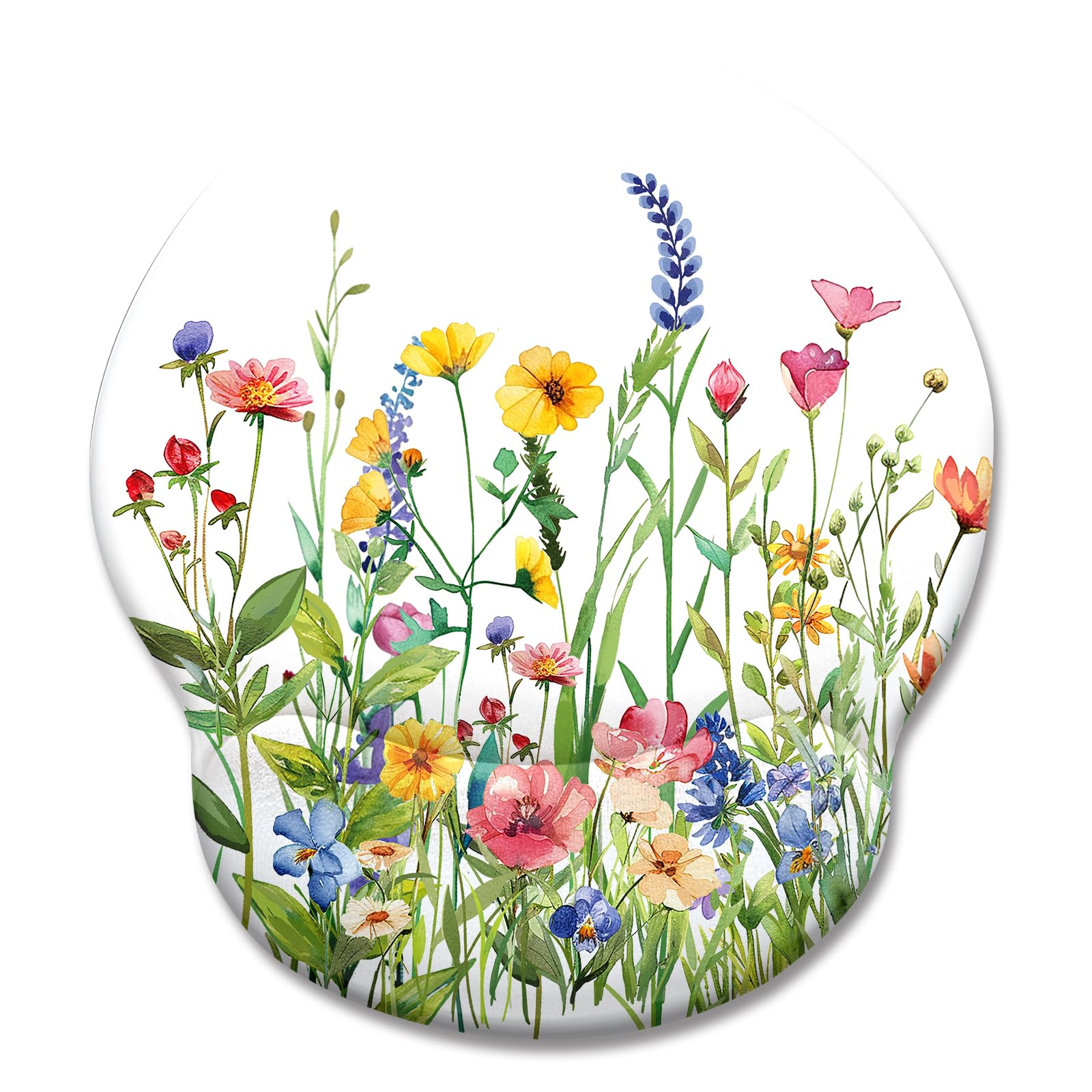 Limkrian Flower Ergonomic Mouse Pad With Wrist Rest, Gaming Computer Mouse Pad Wrist Support With Non-Slip Pain Relief Pu Base,