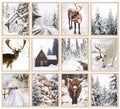 Whaline 8x10in 12Pcs Winter Wall Art Prints Cozy Christmas Room Decor Scandinavian Poster Snow Forest Frost Pictures Xmas Tree D