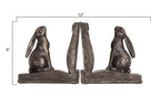 Creative Co-Op Decorative Rustic Resin Rabbit On Book Bookends, Bronze, Set Of 2