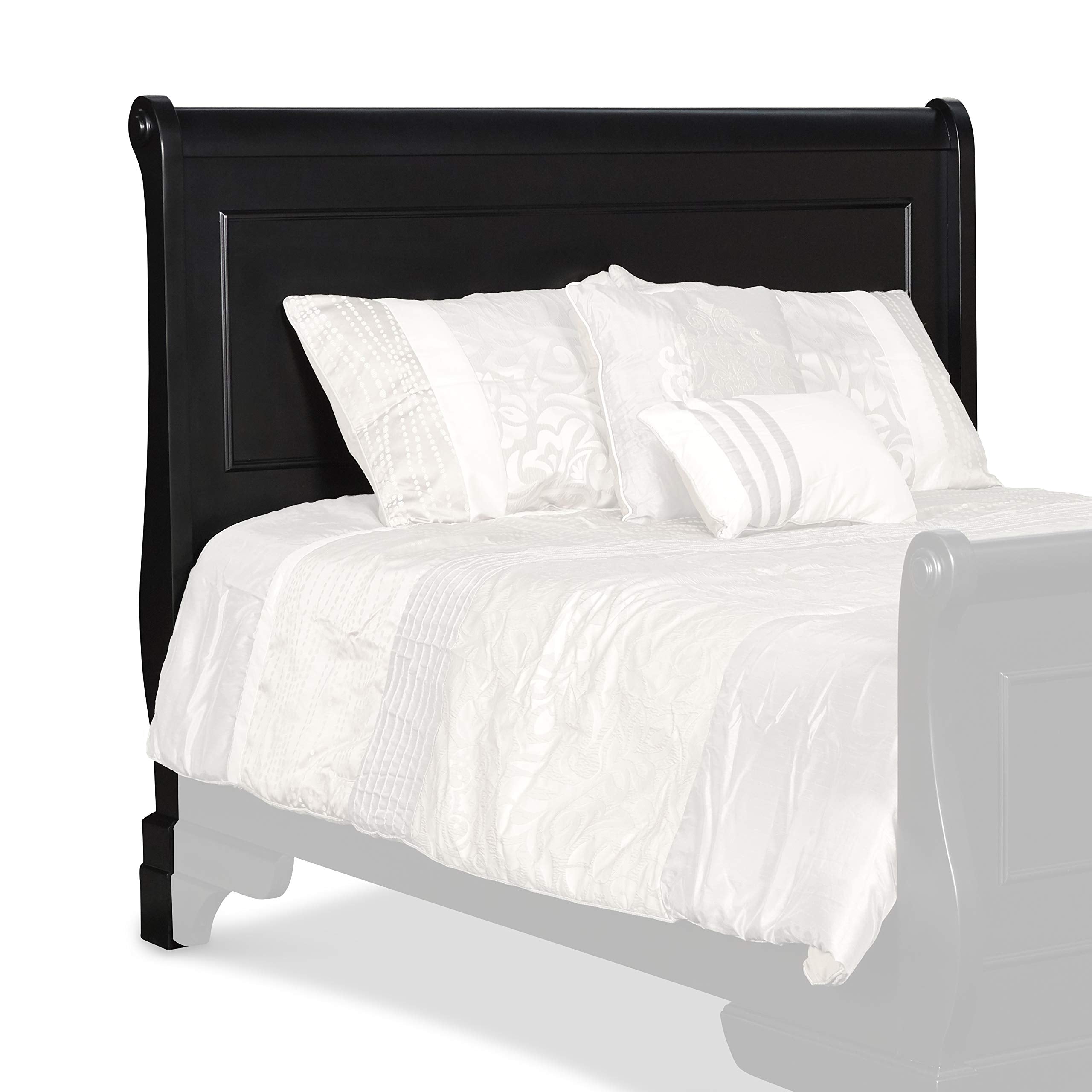 Benjara Twin Size Paneled Wooden Headboard with Grain Details, Black Cherry