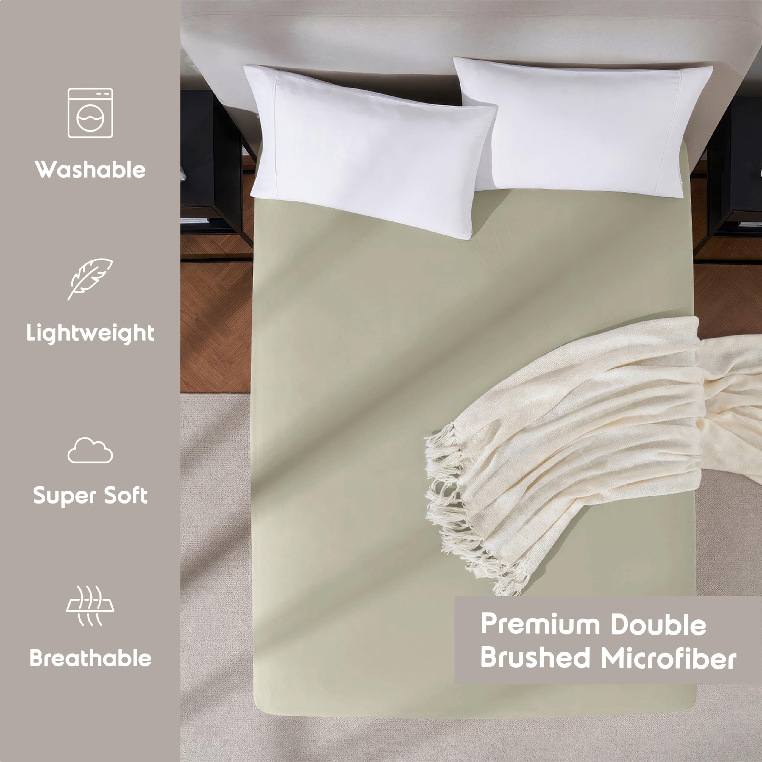 Nestl Extra Deep Pocket Full Fitted Sheet, Olive Green Full Size, 1800 Microfiber, Ultra Soft Fits Up To 24 Inch Mattress