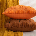 Cosibono Pumpkin Fall Decorative Throw Pillow Covers 18'X18', Set Of 2 Rust Green Soft Faux Fur Pillow Covers For Autumn Harve