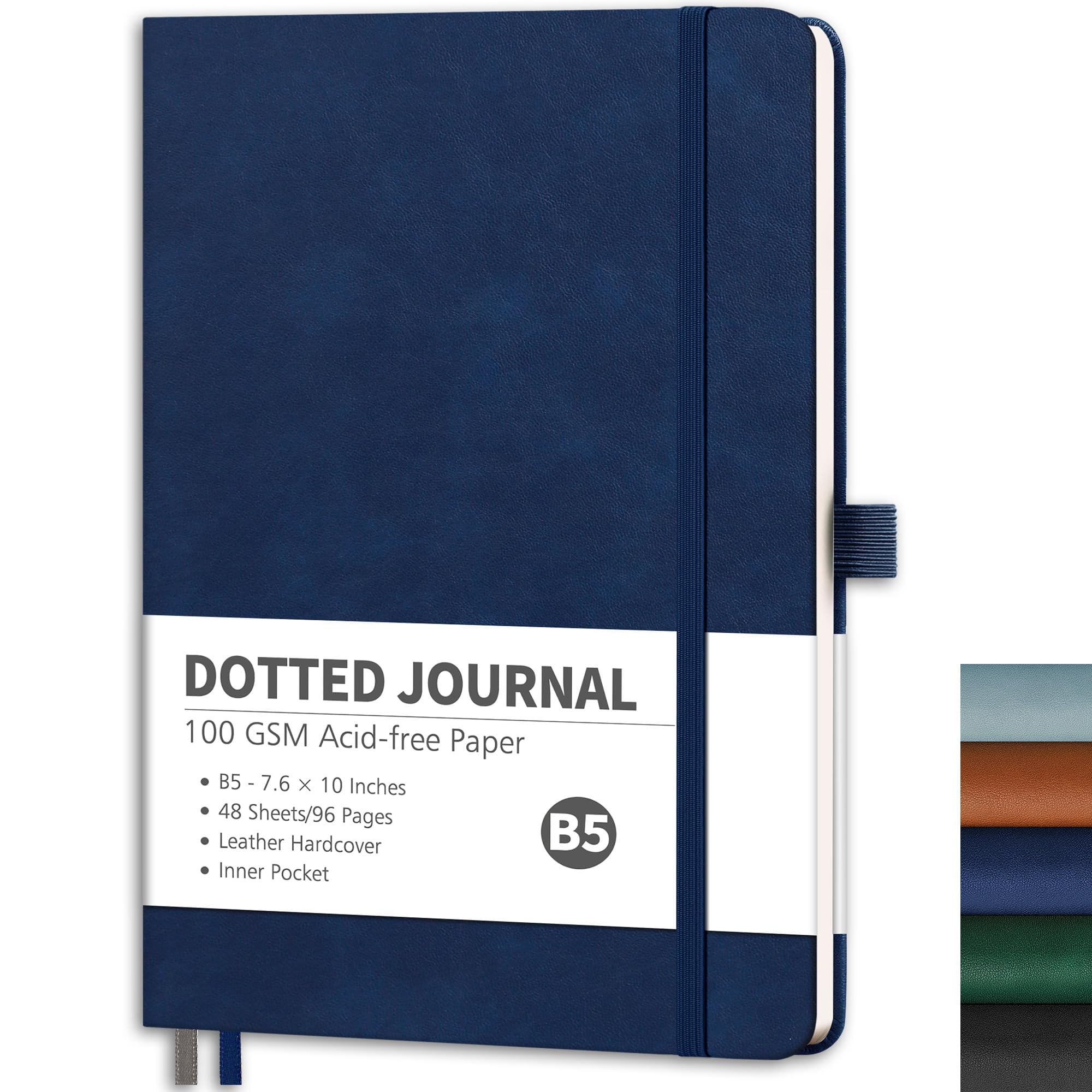 Rettacy Bullet Dotted Journal, B5 Dotted Notebook Journal With 96 Pages, 7.6'    10', Medium Size, 100 Gsm Thick Paper, Leathe