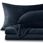 Bedelite Flannel Sheets Twin Size Navy - Super Soft Fleece Sheets Set Fluffy Extra Plush, 3 Piece(Include Fitted Sheet, Flat She