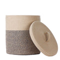 Yimis Dream Cotton Rope Storage Basket with Lid, Brown & Black Soft Bin
