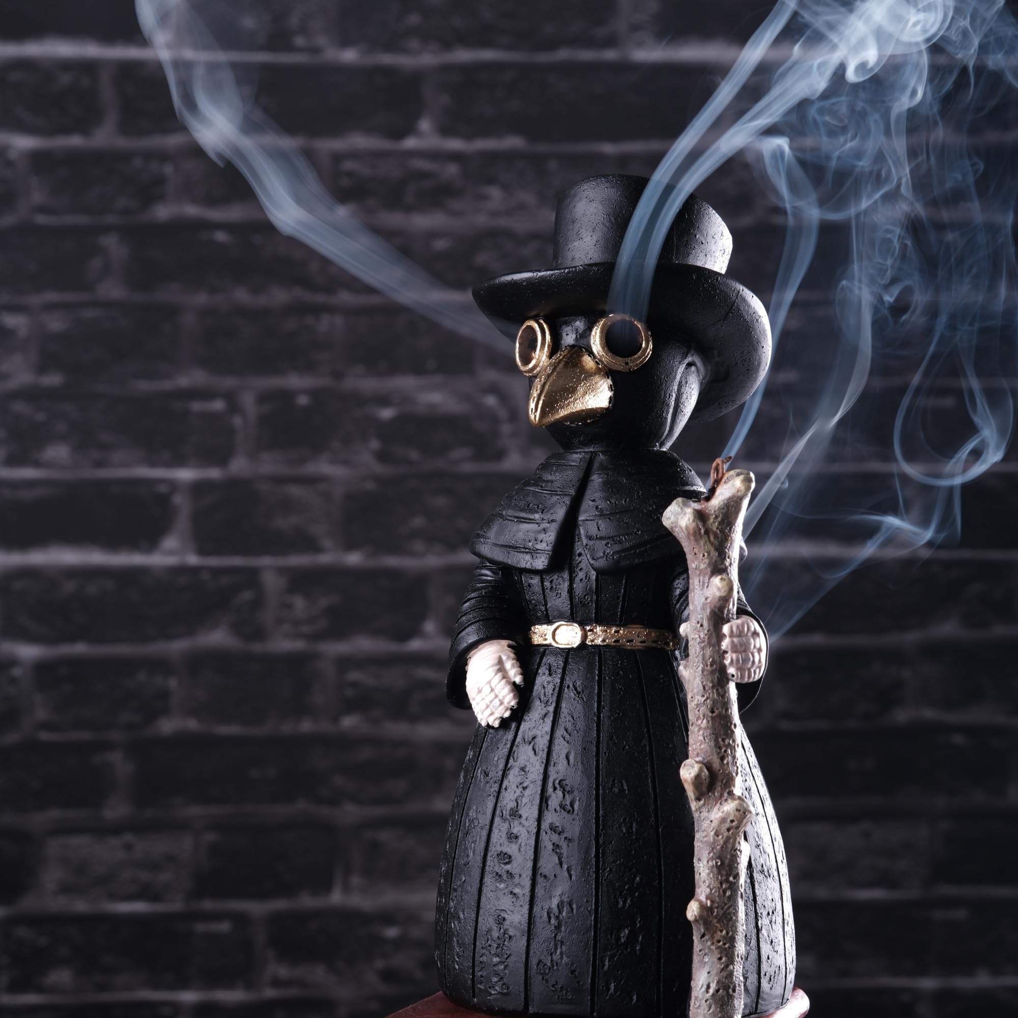 2024 Upgrade Plague Doctor Incense Holder, Plague Doctor Cone Burner Eyes Will Smoke, Handmade Craftfor Desktop Resin Ornament f