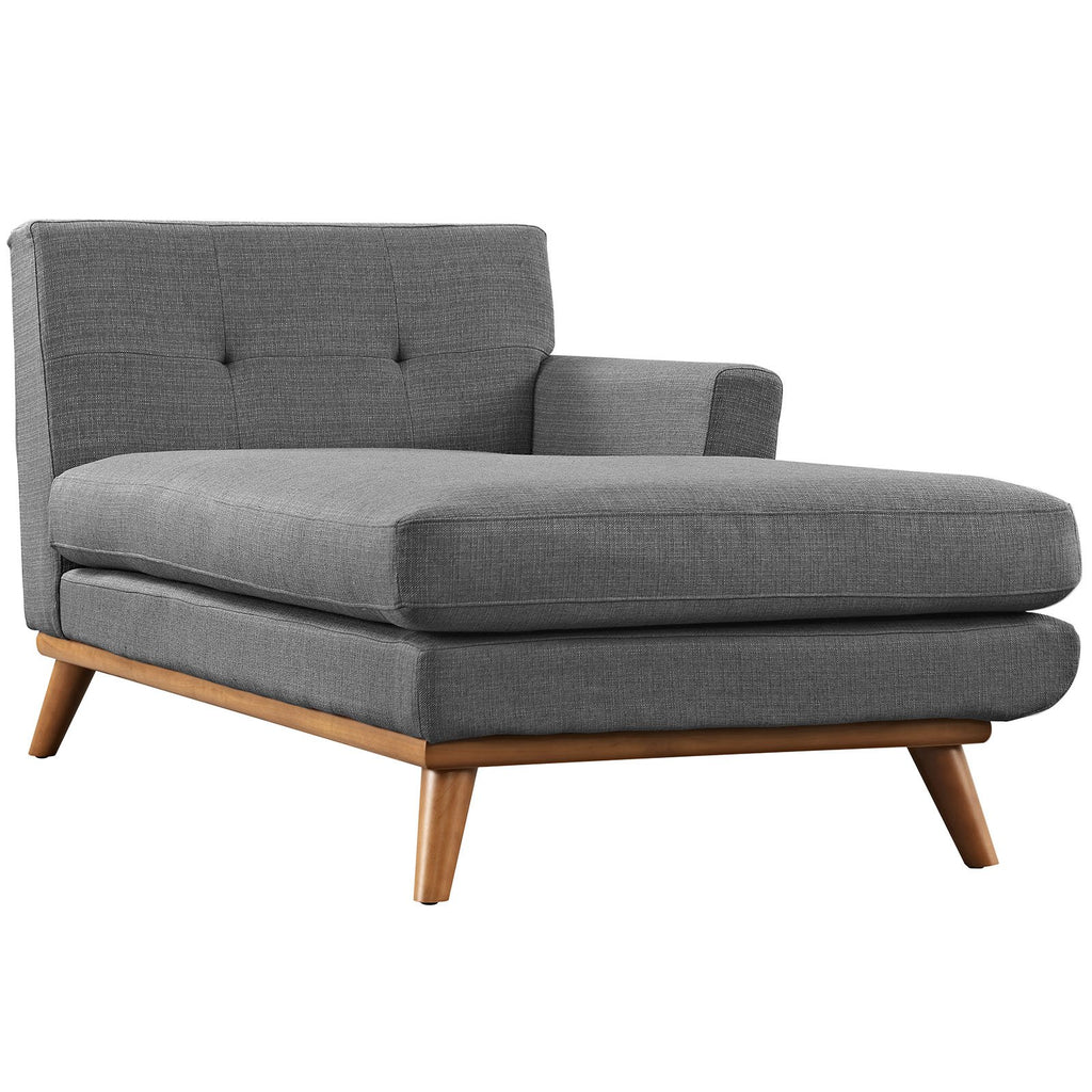 Modway Engage Mid-Century Modern Upholstered Fabric Right-Arm Chaise In Gray