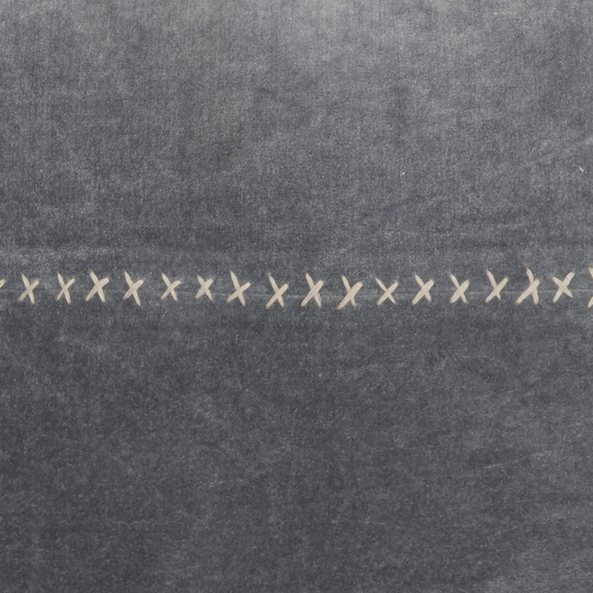 HomeRoots Grey Cotton Wide Tasseled Marble Steel Blue Throw Pillow