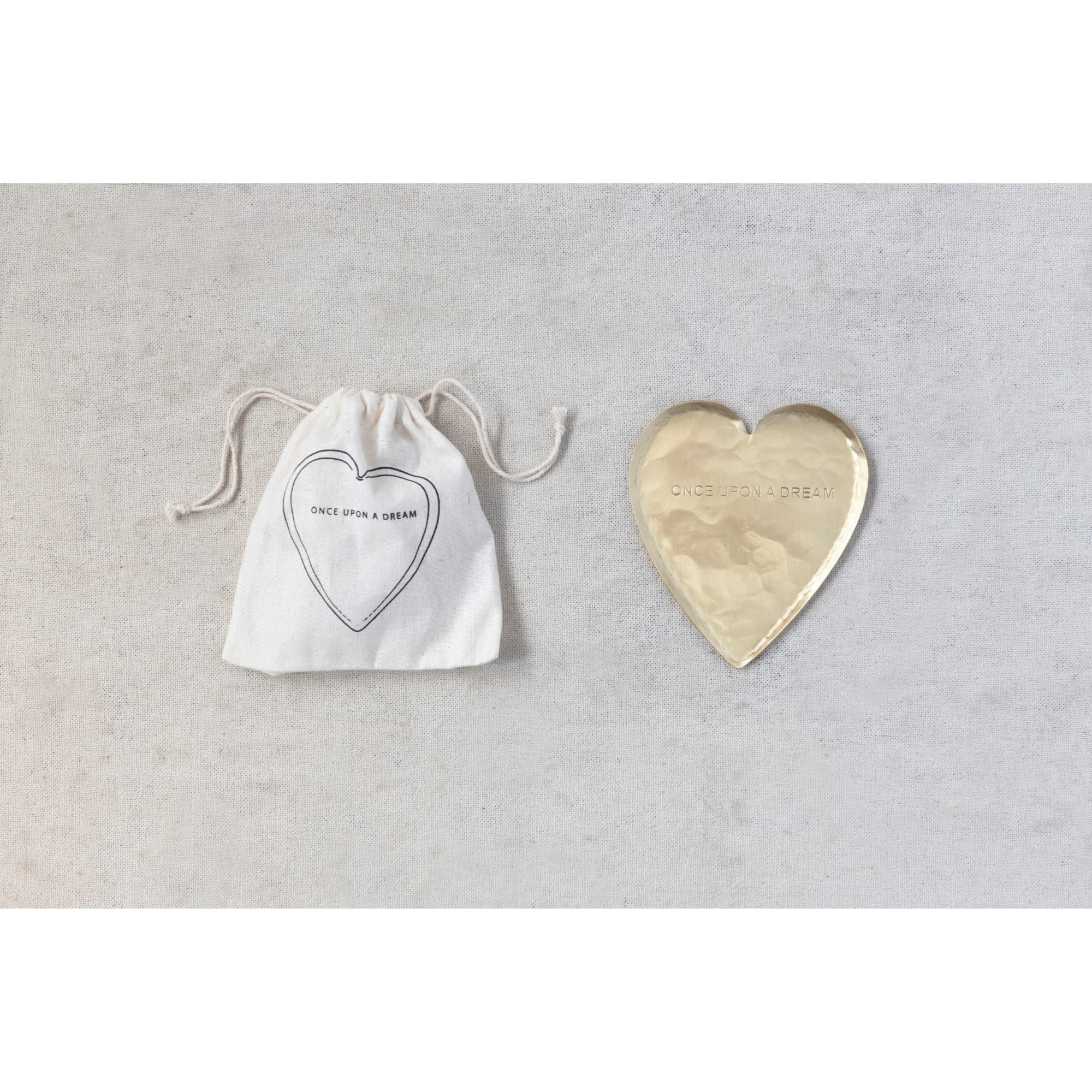 Creative Co-Op Decorative Hammered Brass Heart Shaped Dish, 5'' L X 4'' W X 0'' H