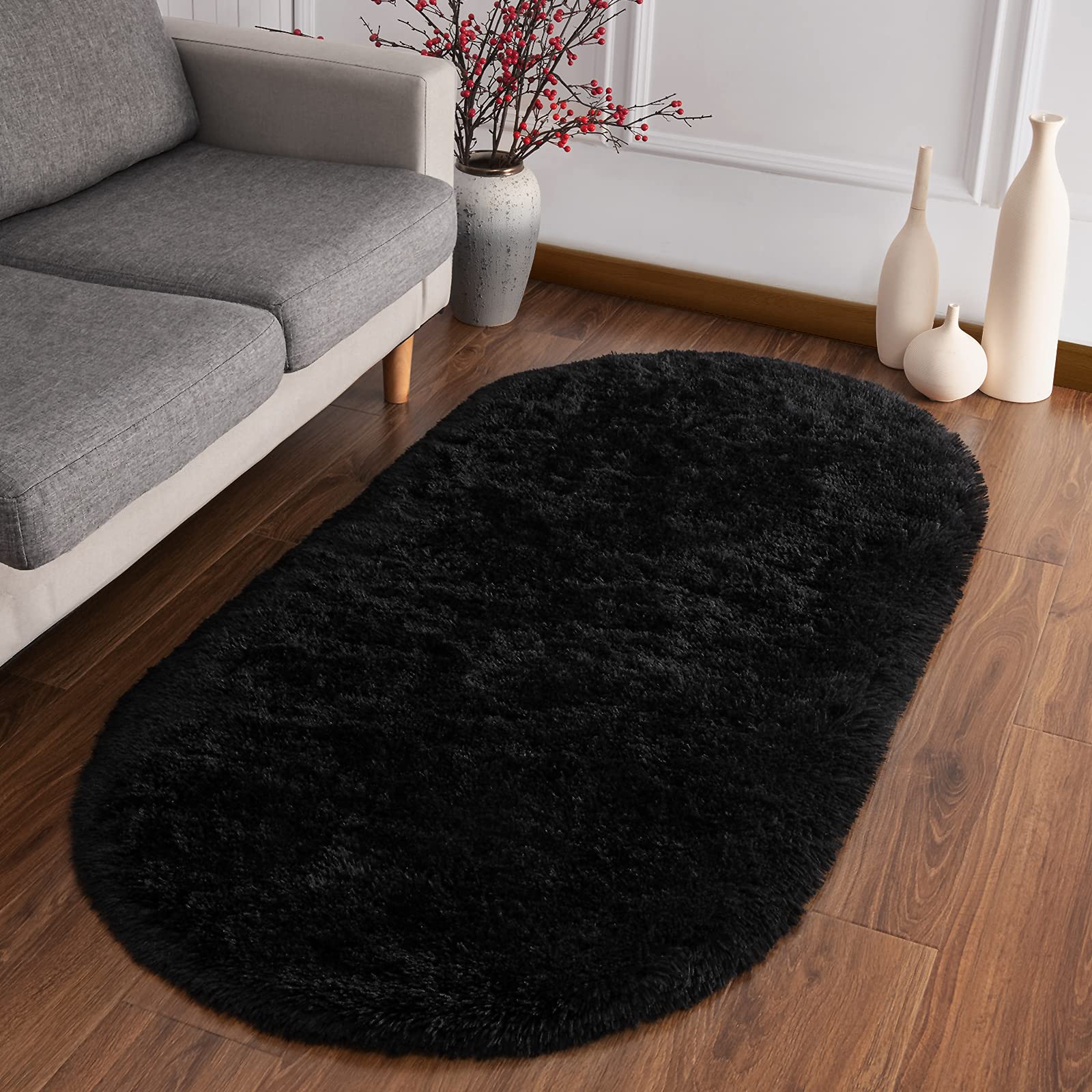 Softlife Fluffy Rugs For Bedroom, Shag Cute Area Rug For Girls And Kids Baby Room Home Decor, 2 X 5 Feet Oval Indoor Carpet For