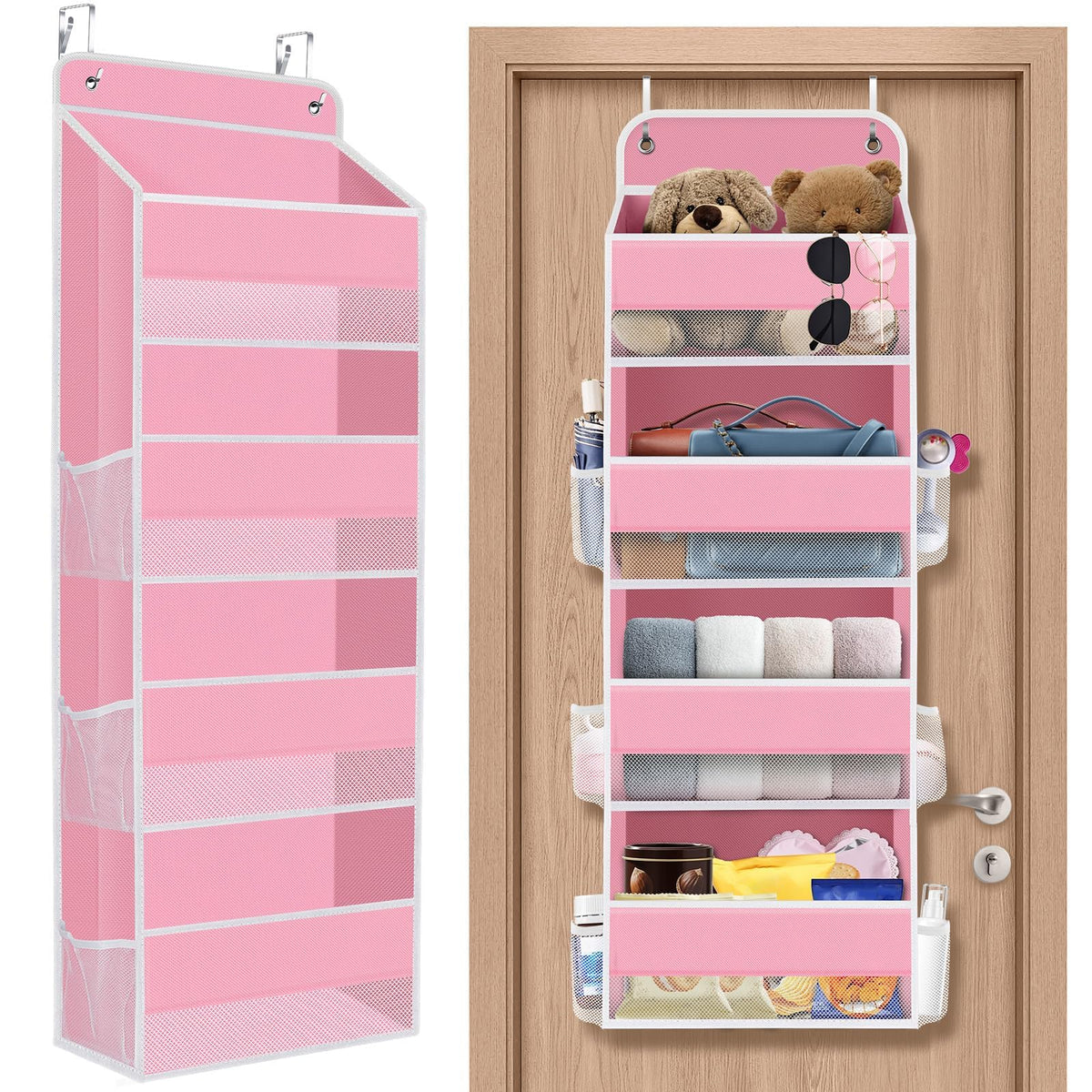 SpaceHacks 1 Pack Over The Door Organizer Hanging Storage Organizers with Clear Window 40lb Large Capacity Room Organizer for Pa