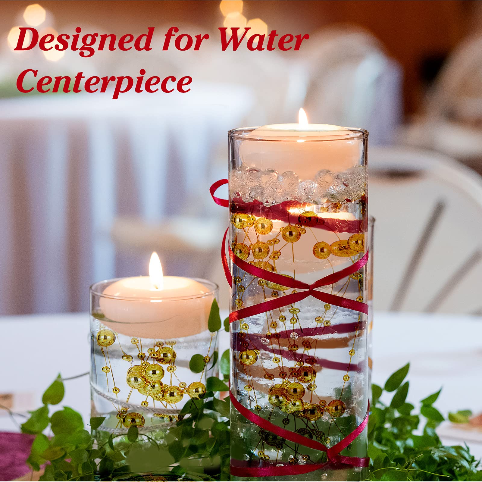 48 Pieces Artificial Pearls Strings Beads For Floating Candles Centerpiece 5.1 Inch Faux Pearls Strings For Vase Fillers Pearl B