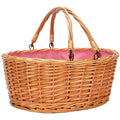 Twentynext Wicker Picnic Basket With Double Folding Handles, Natural Large Willow Hamper Empty Basket Cheap Easter Eggs Candy St