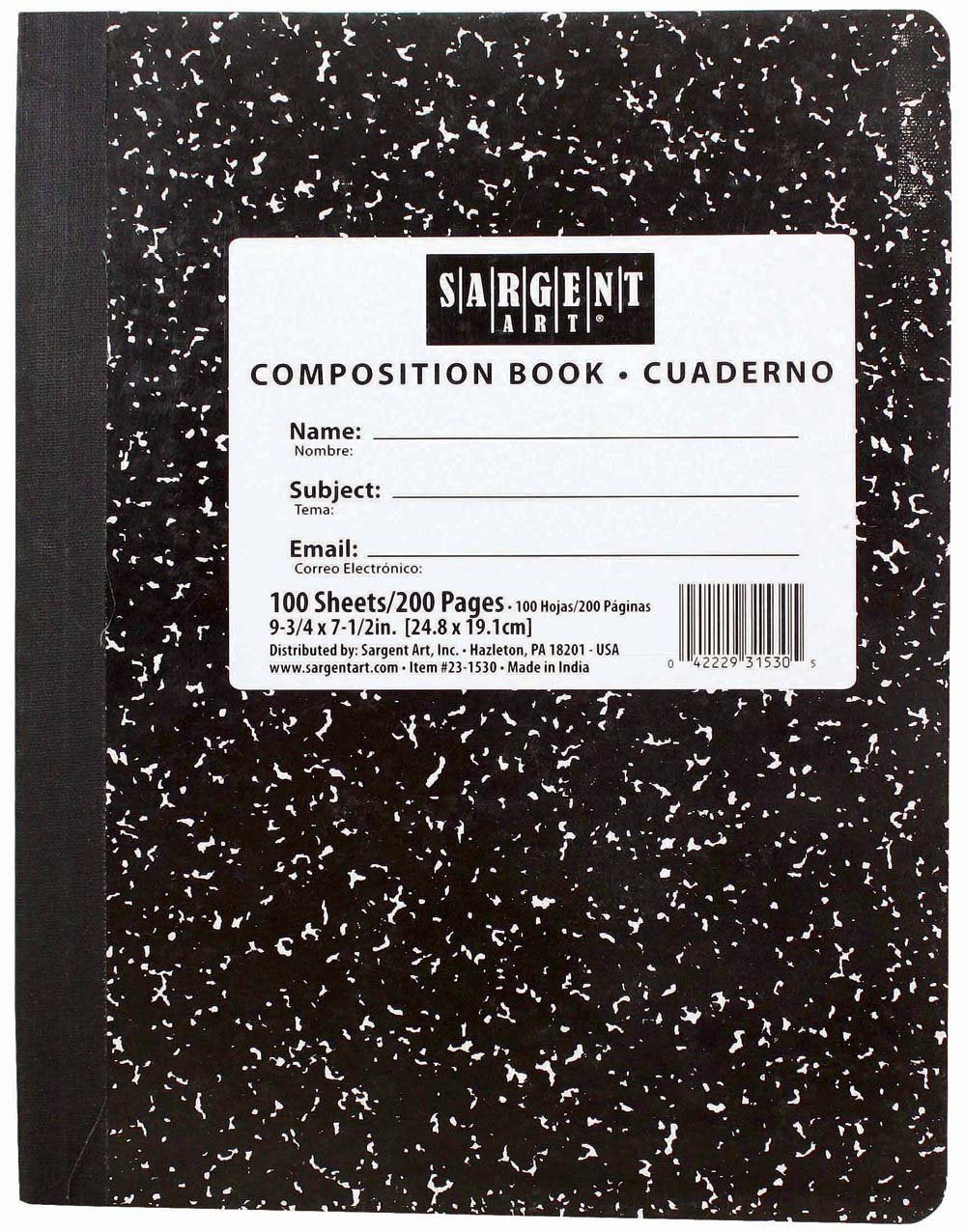 Sargent Art 23-1530 100Sht Hard Cover Marble Composition Book