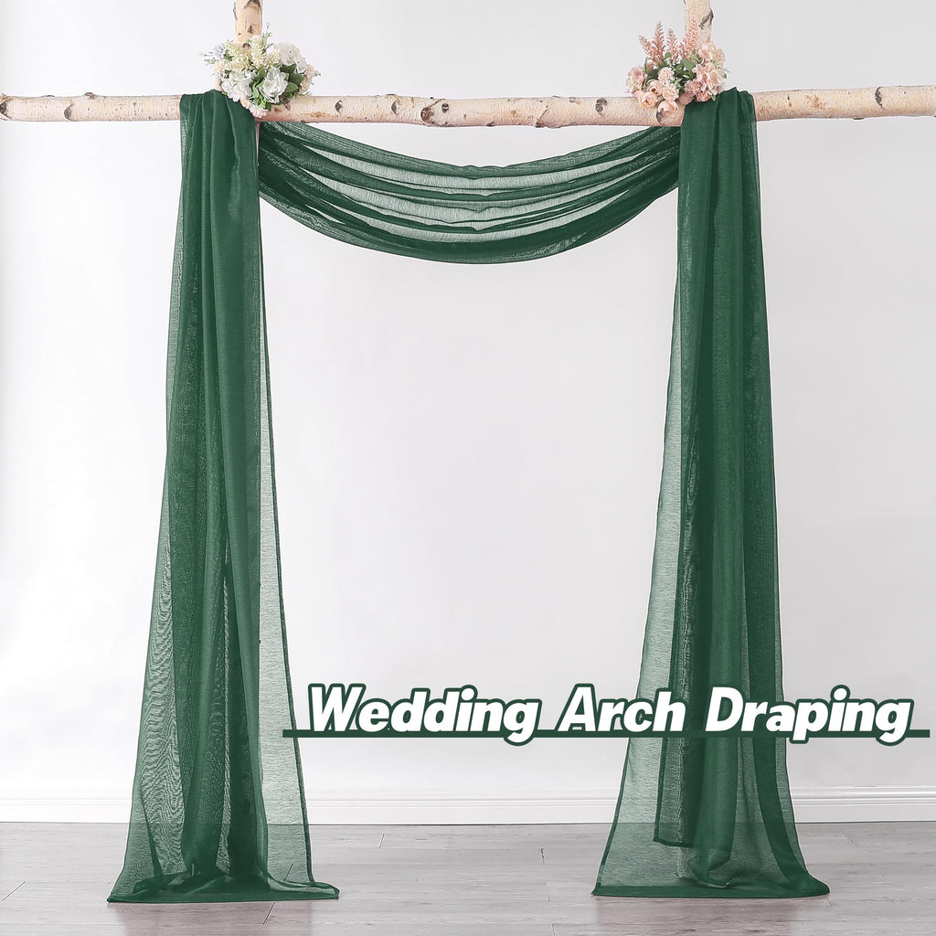Donren Dark Hunter Green Sheer Window Scarf Valance - Luxury Soft Semi Sheer Scarf For Window Wedding Arch Sheer Curtains Scarf