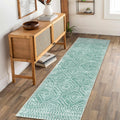 Wonnitar Moroccan 26x8 Washable Kitchen Runner, Non-Slip Long Bathroom Rugs Runner, Sage Green Boho Laundry Room Rug Runner, T
