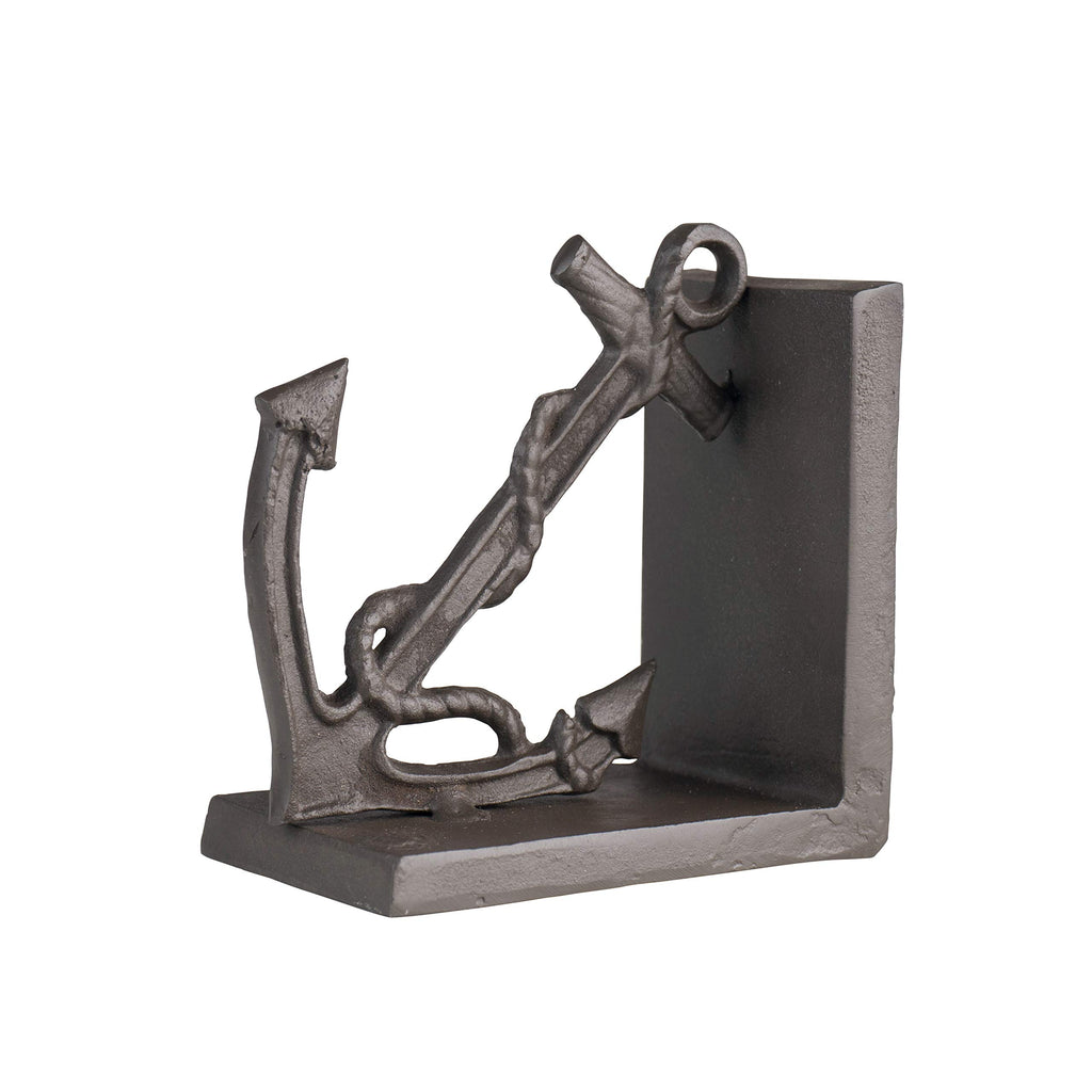 Danya B. Zi08303 Nautical/Coastal Home Decor - 2-Piece Metal Bookend Set With Anchor And Captain'S Wheel