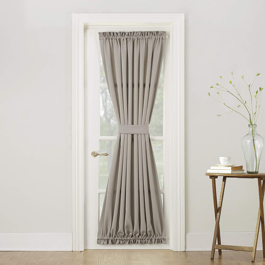 Sun Zero Barrow Energy Efficient Rod Pocket Door Curtain Panel, 54' X 72', Stone